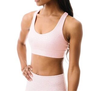 ZYIA Active Pink Leopard Unicorn Light N Tight Strappy Sport Bra Size Large
